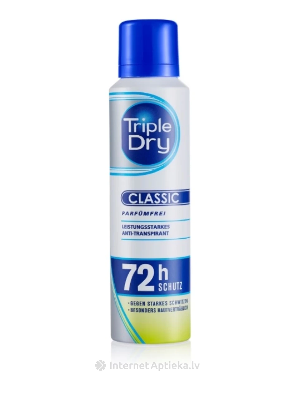TRIPLE DRY aerosols antiperspirants bez smaržas, 150 ml | internetaptieka.lv