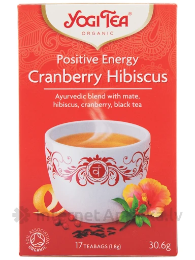 Чай Yogi Positive Energy Cranberry Hibiscus, 17 пакетиков | internetaptieka.lv