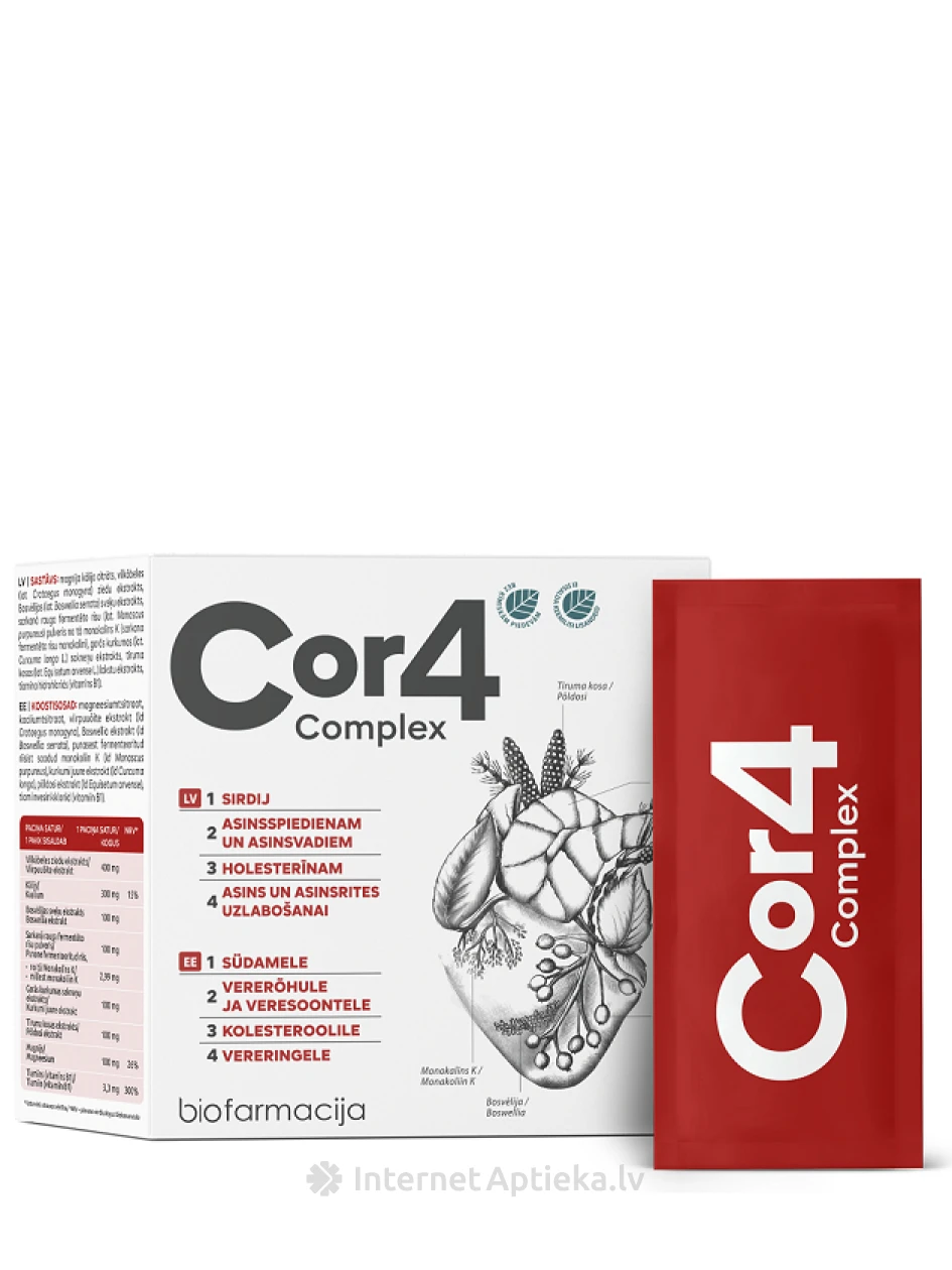 Biofarmacija Cor4 complex порошок, 28 шт. | internetaptieka.lv
