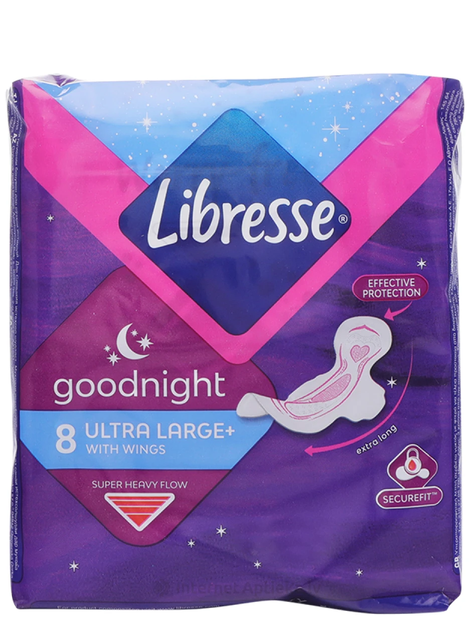 Libresse Goodnight Ultra Large ночные прокладки, 8 шт., 8 шт. | internetaptieka.lv