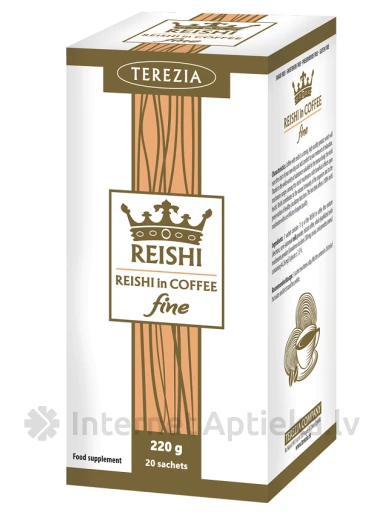Terezia REISHI in COFFEE Высококачественный растворимый кофе с экстрактом грибов рейши, 20 пакетиков | internetaptieka.lv