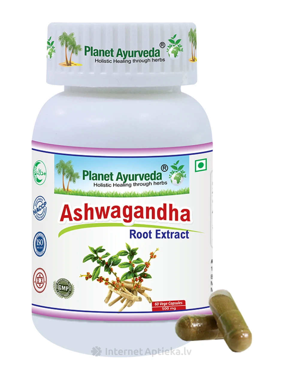 Planet Ayurveda® Organic Ashwagandha, 60 kapslit | internetaptieka.lv
