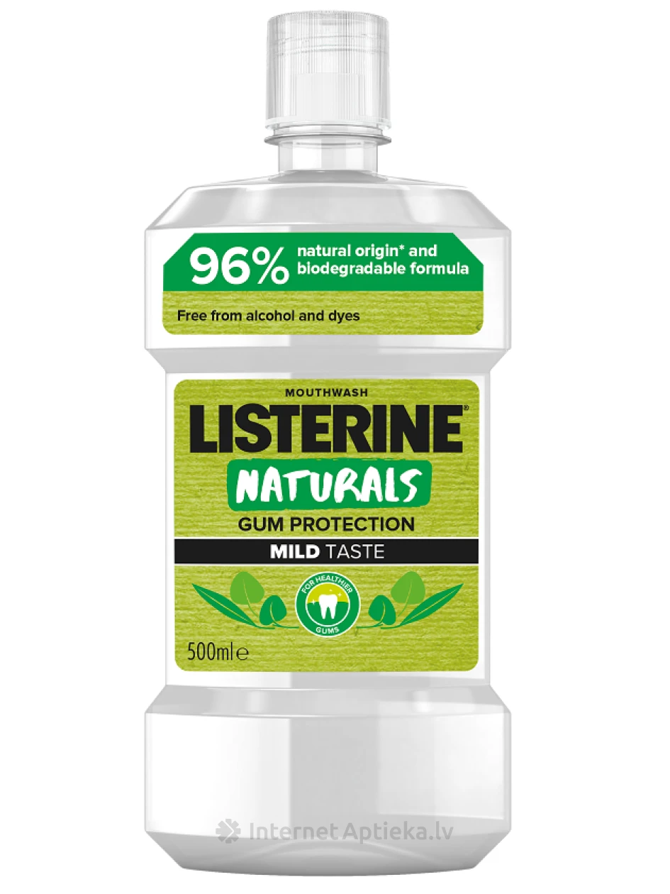 LISTERINE Naturals Gum Protection средство для полоскания рта, 500 мл | internetaptieka.lv