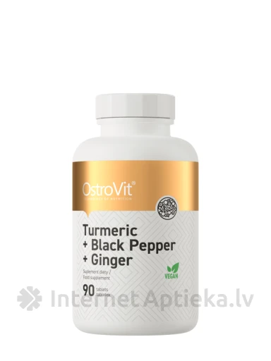 OstroVit Turmeric + Black Pepper + Ginger tabletes, 90 gb. | internetaptieka.lv