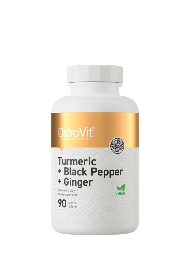 OstroVit Turmeric + Black Pepper + Ginger tabletes, 90 gab.