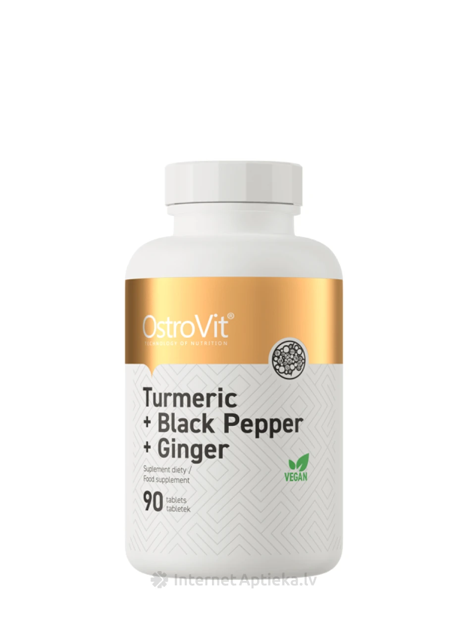 OstroVit Turmeric + Black Pepper + Ginger tabletes, 90 gb. | internetaptieka.lv