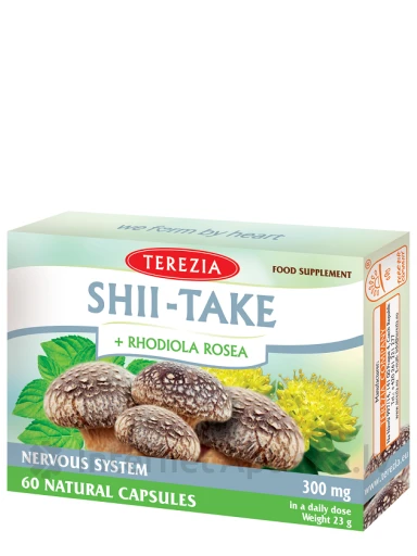 Terezia Šitake sēnes + Rožainā radiola, 60 kapsulas | internetaptieka.lv