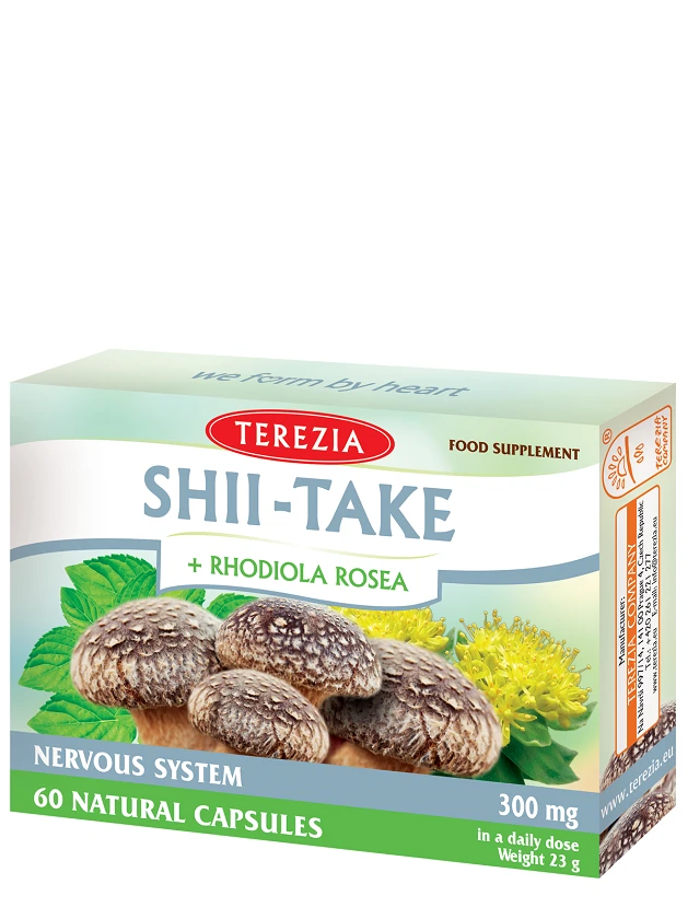 Terezia Šitake sēnes + rožainā radiola, 60 kapsulas
