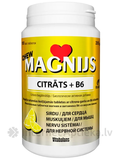 Magnijs Citrāts 375 mg + B6 Chew, 100 gb. | internetaptieka.lv
