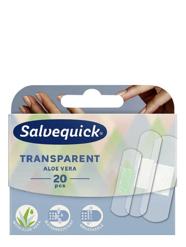 SALVEQUICK plāksteri TRANSPARENT ALOE VERA, 20 gab.