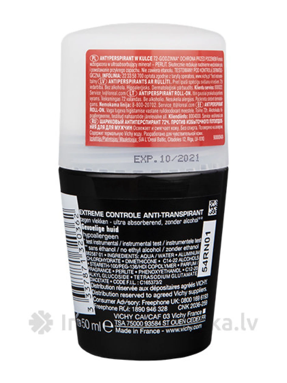 Vichy Homme dezodorants ar rullīti vīriešiem, pret spēcīgu svīšanu, 50 ml | internetaptieka.lv
