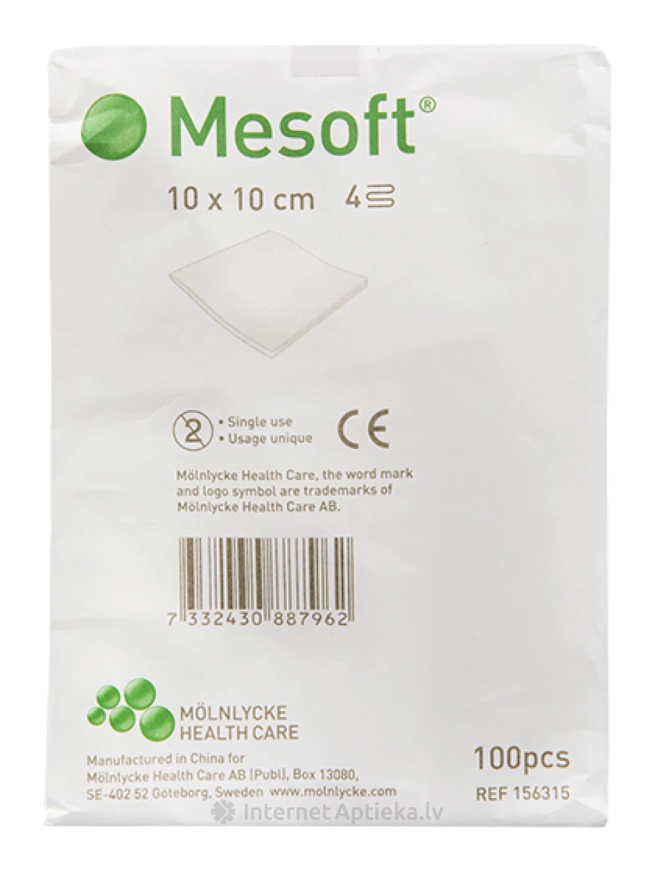 Mesoft ķirurģiskās salvetes 10 x 10 cm, 100 gb. | internetaptieka.lv