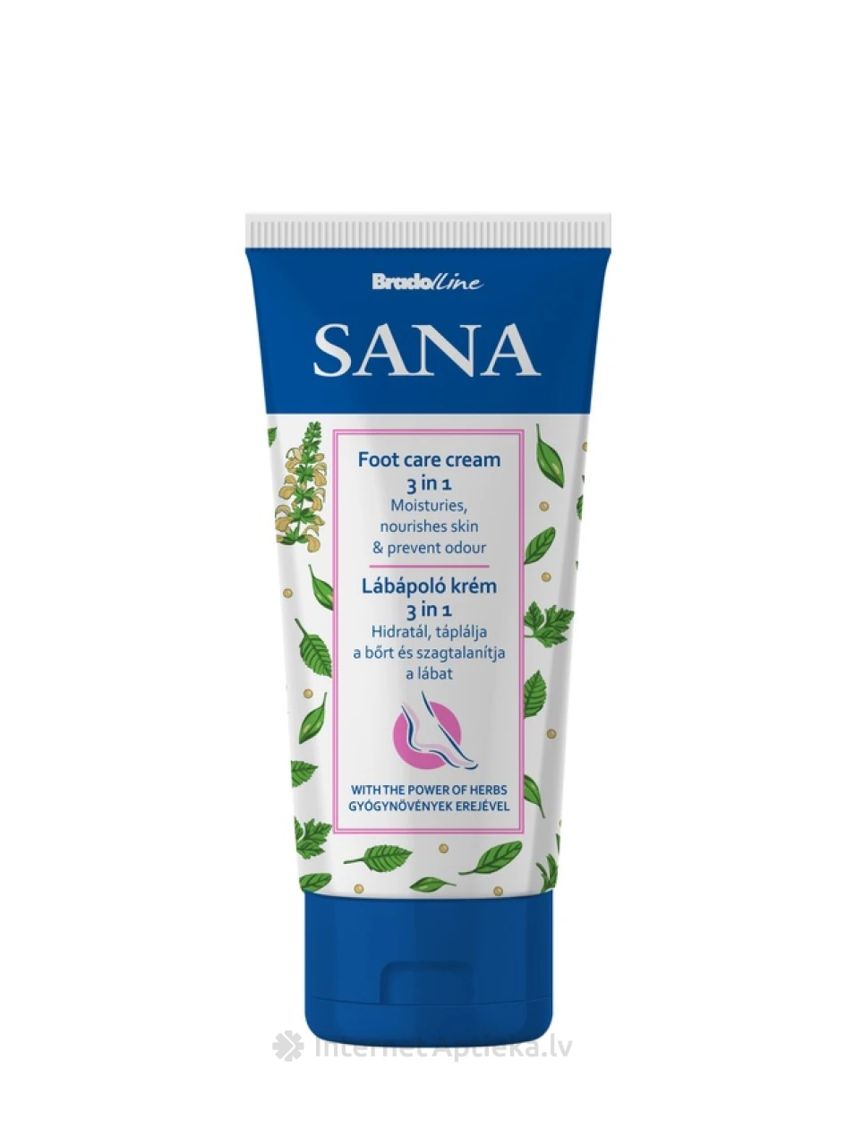 BRADOLINE Sana Kāju kopšanas krēms 3 in 1 Augu spēks, 100 ml | internetaptieka.lv