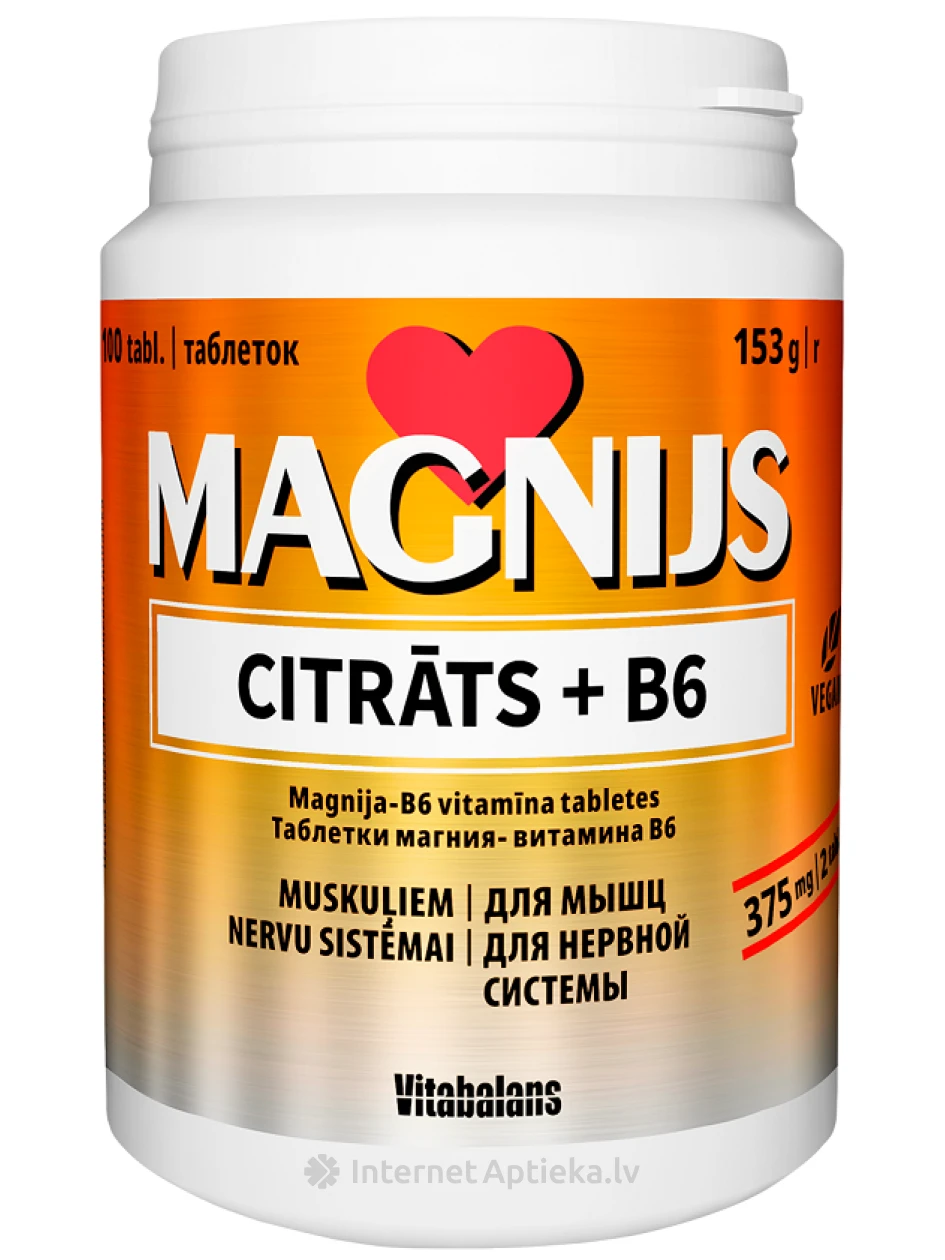 Magnex Citrate + B6-vitamiin tabletid, 100 tabletti | internetaptieka.lv