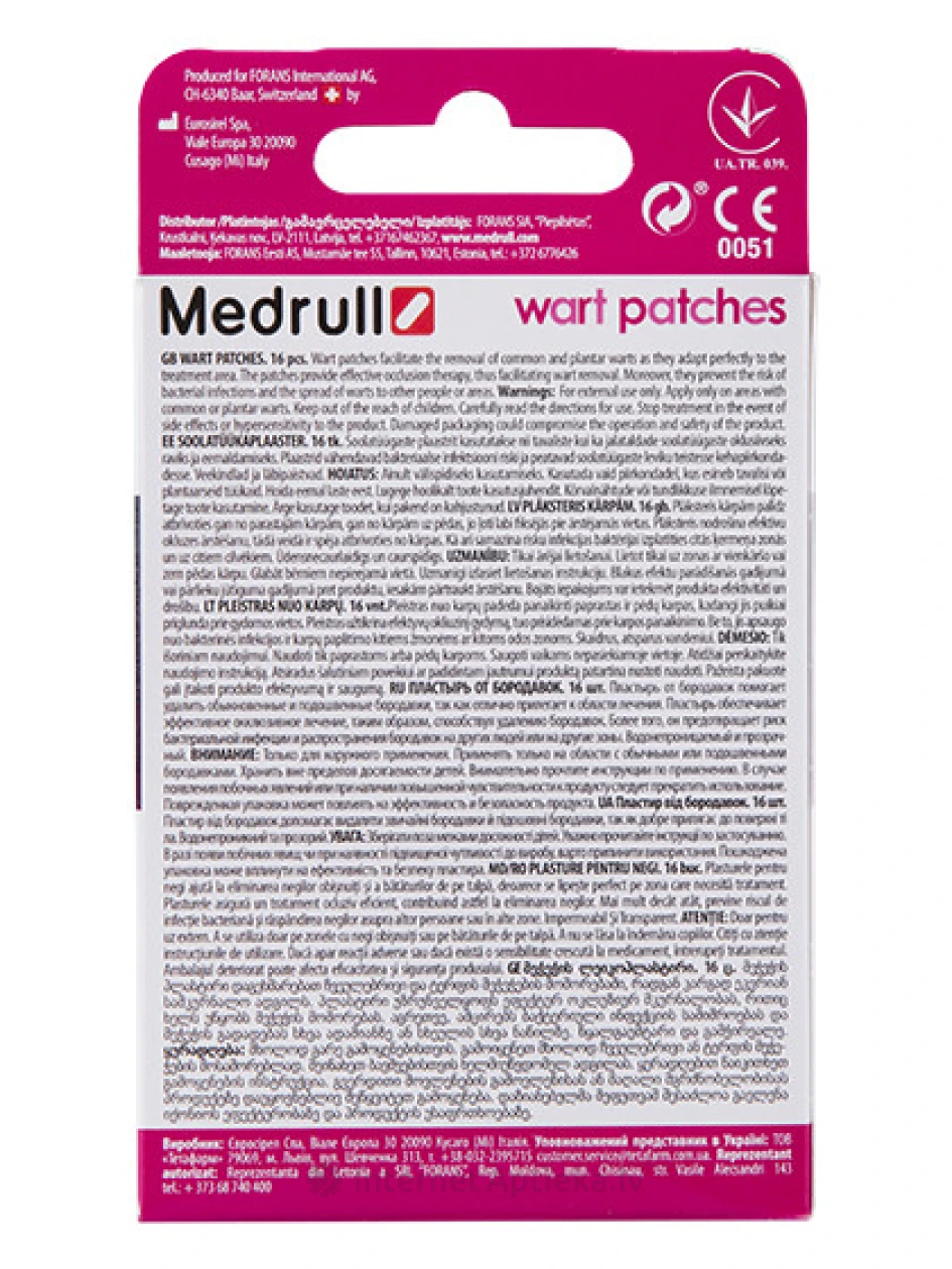 Medrull Wart пластырь от бородавок, 16 шт. | internetaptieka.lv