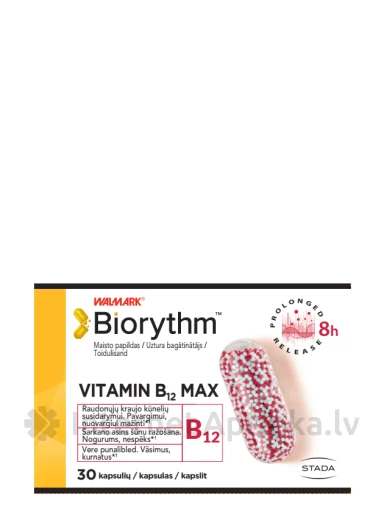 BIORYTHM VITAMIN B12 Max, 30 капсул | internetaptieka.lv