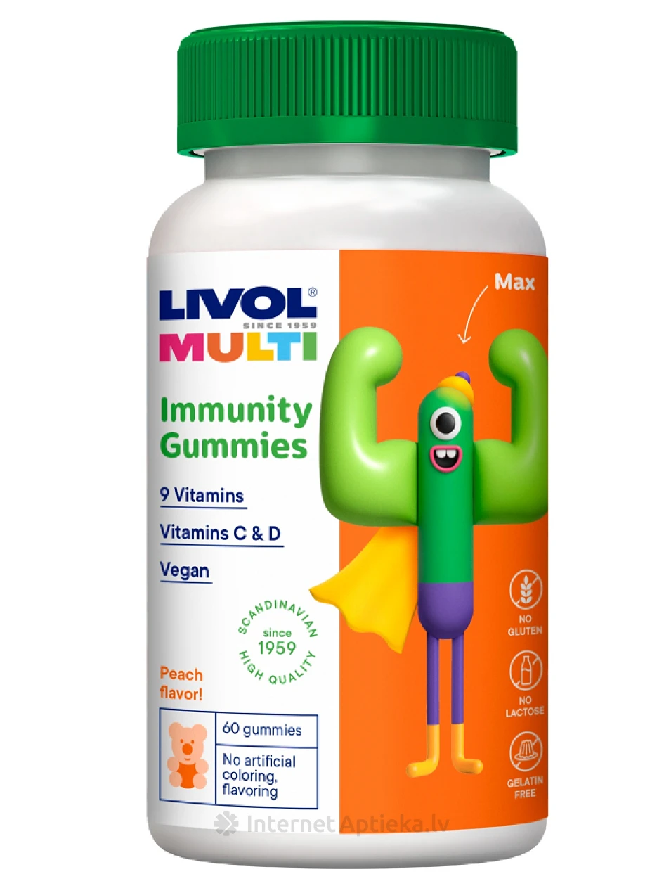 LIVOL MULTI Immunity Vegan жевательные пастилки, 60 шт. | internetaptieka.lv