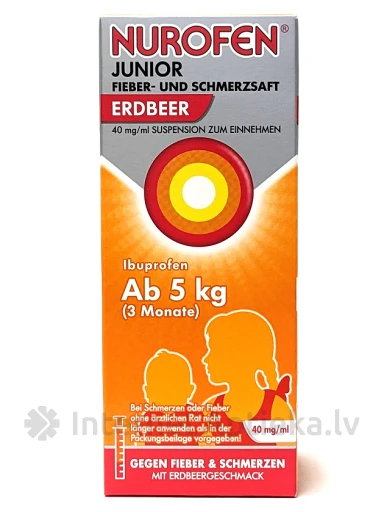 Nurofen 40 mg/ml суспензия для детей с клубничным вкусом, 100 мл | internetaptieka.lv