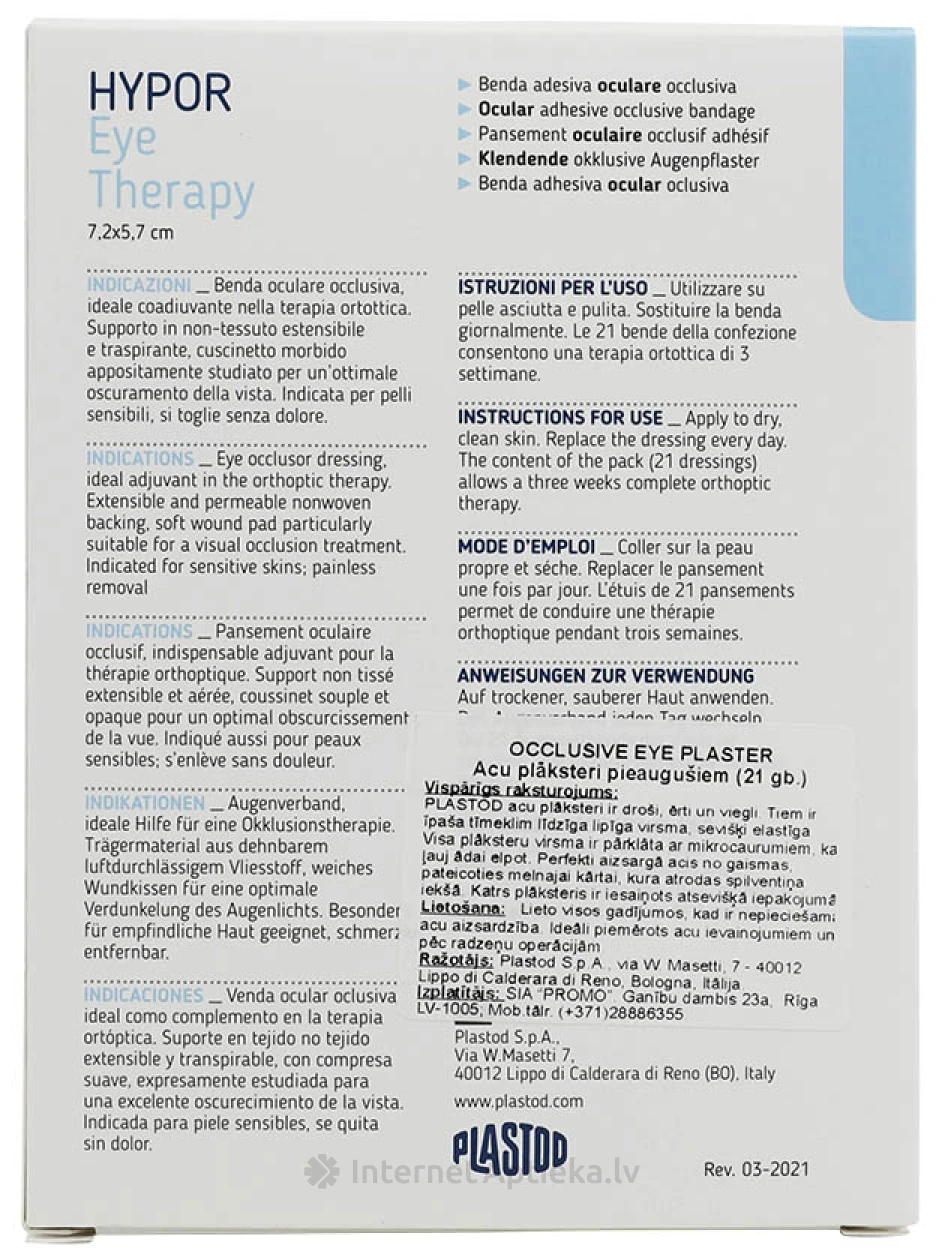 Täiskasvanute ihuvärvi silmaplaastrid, 21 tk. | internetaptieka.lv