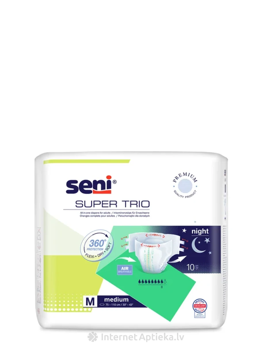 Seni Super Trio Medium Night autiņbiksītes, 10 gb. | internetaptieka.lv