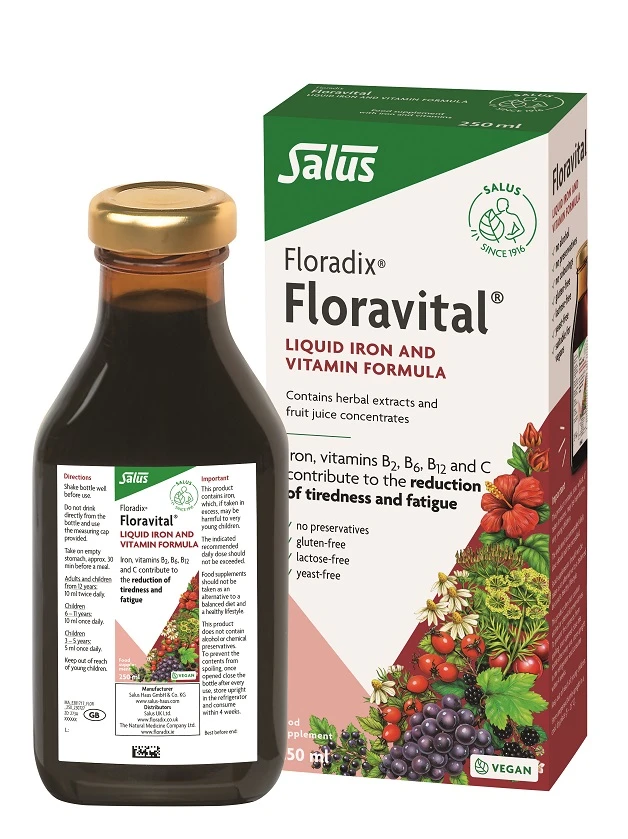 FLORADIX Floravital dzelzs šķidrums bez glutēna, 250 ml