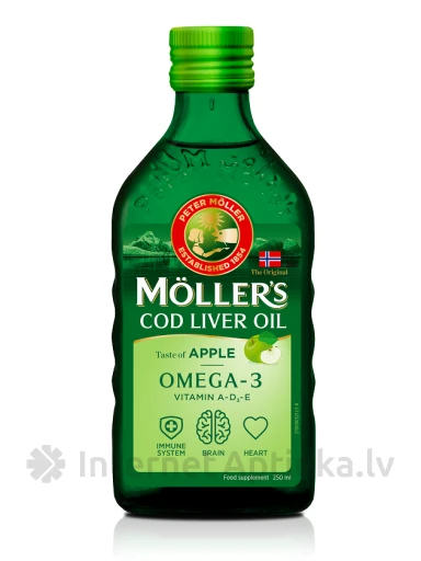 Möller′s zivju eļļa ar Ābolu garšu, 250 ml | internetaptieka.lv