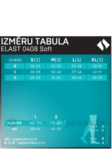 Tonus Elast Medicīniskās elastīgās kompresijas pusgarās zeķes bez purngala, unisekss 2 augums, Nr.2 | internetaptieka.lv