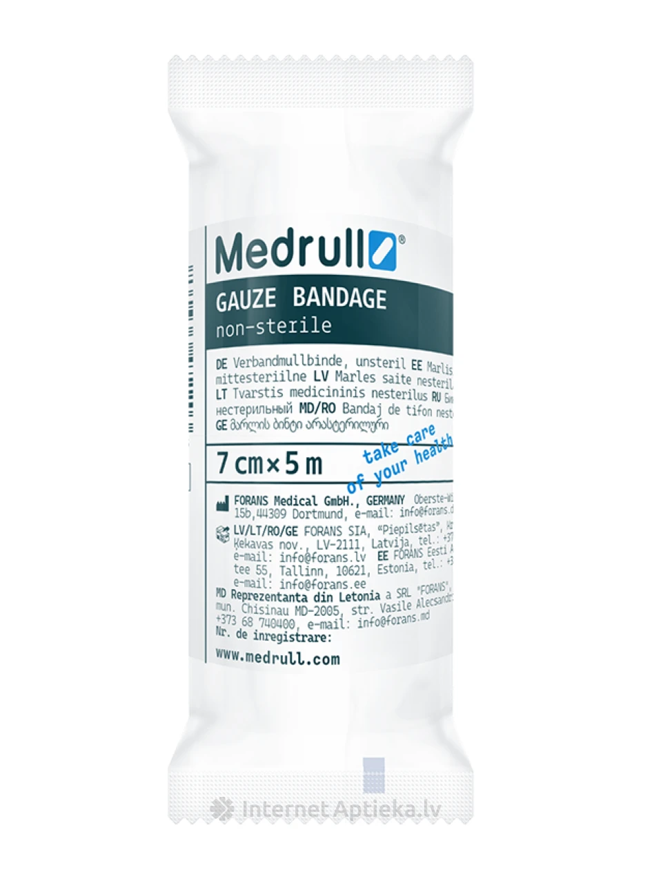 Medrulli marliside, mittesteriilne, 5m x 7cm | internetaptieka.lv