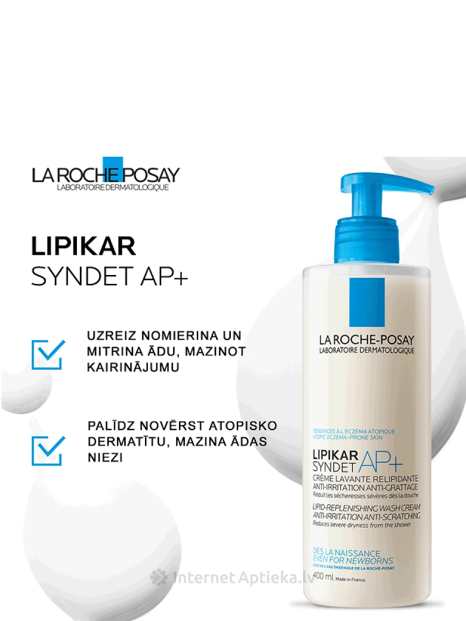La Roche Posay Lipikar Syndet AP+ Очищающий крем для лица и тела, 400 мл | internetaptieka.lv