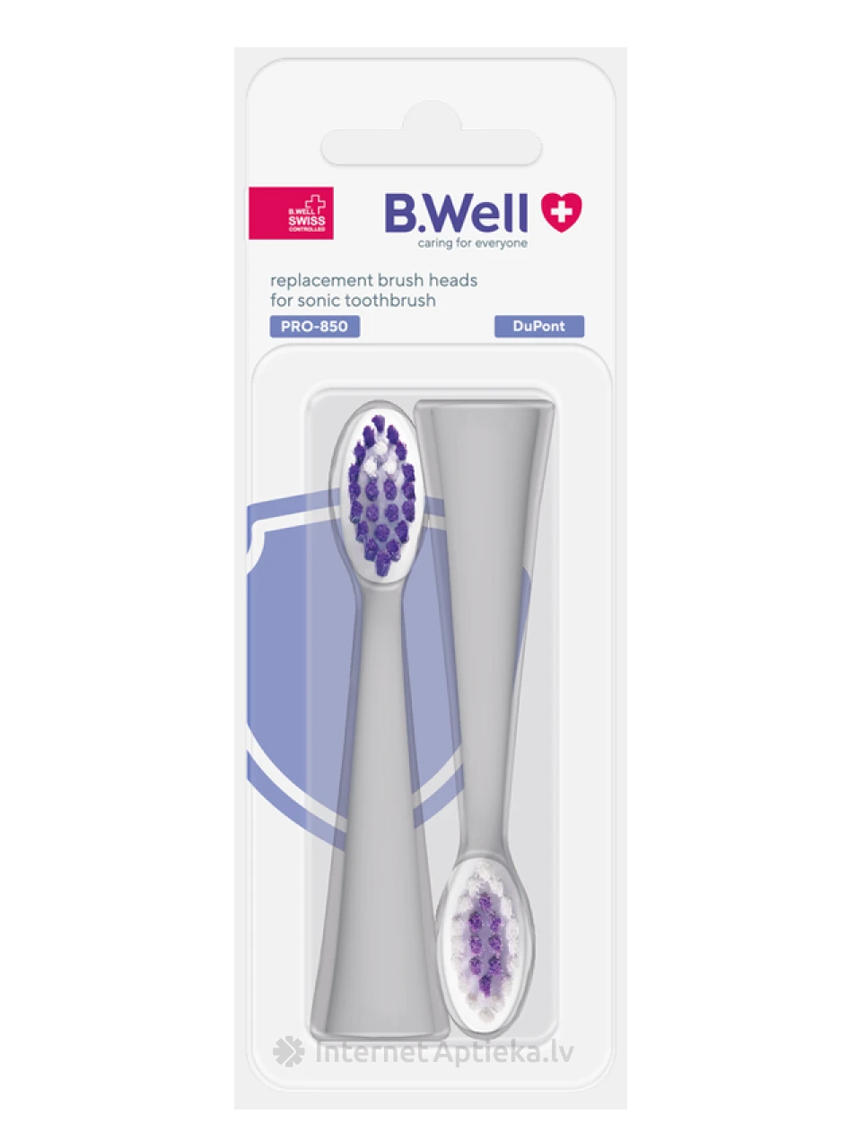 B.WELL PRO-850 elektriskās zobu birstes uzgaļi, 2 gb. | internetaptieka.lv
