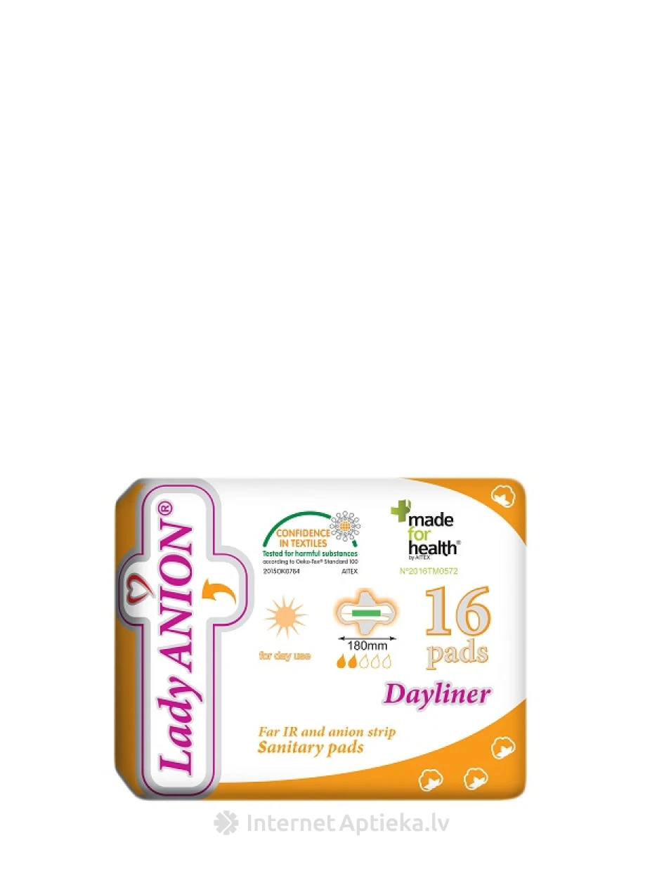 Lady Anion dayliner гигиенические прокладки 180мм, 16 шт. | internetaptieka.lv