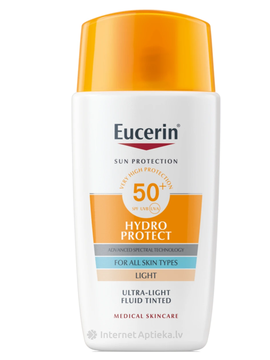 Eucerin® Sun Hydro Protect viegls fluīds ar toni sejas aizsardzībai SPF50+, 50 ml | internetaptieka.lv