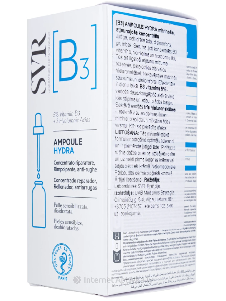 SVR AMPOULE [B3] HYDRA kontsentreeritud niisutav seerum, 30 ml | internetaptieka.lv