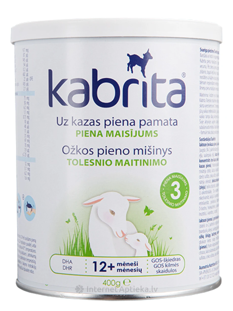 Kabrita 3 Сухой молочный напиток на основе козьего молока 12+ месяцев, 400 г | internetaptieka.lv