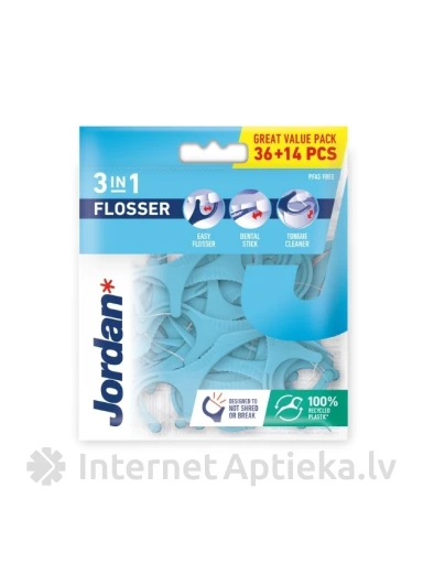 JORDAN 3-in-1 Flosser zobu diegs, 36+14 gb. | internetaptieka.lv