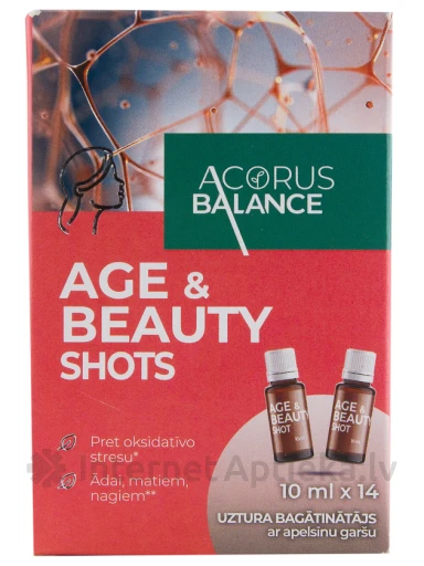 Acorus Balance AGE AND BEAUTY SHOTS, 10 ml x 14 gb. | internetaptieka.lv