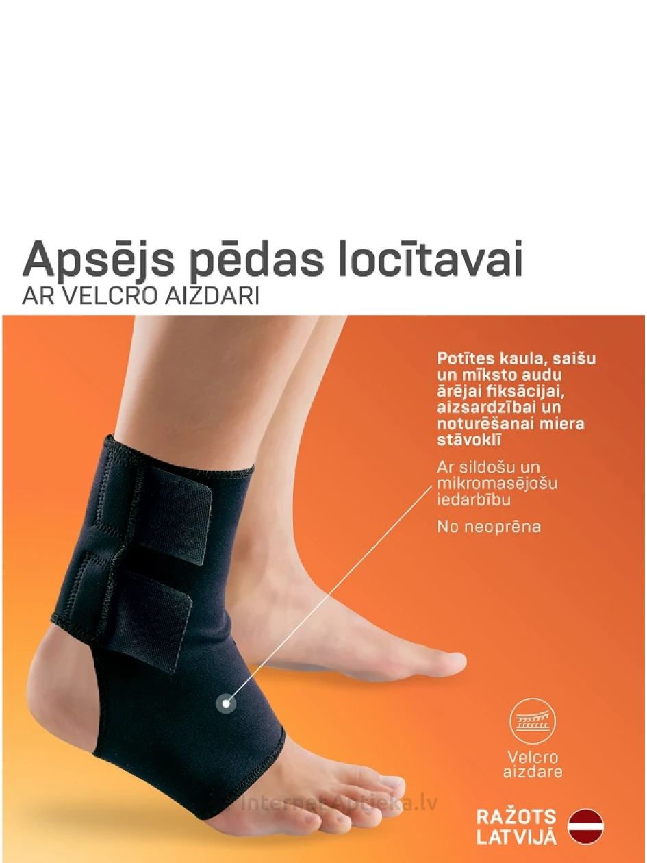 Tonus Elast Meditsiiniline side jala liigese fikseerimiseks, neopreenist Velcro kinnitusega 2. suurus (must) | internetaptieka.lv
