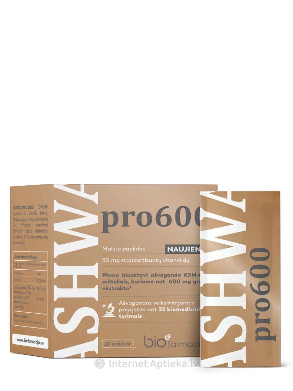 Biofarmacija ASHWA pro600 paciņas, 28 gb. | internetaptieka.lv