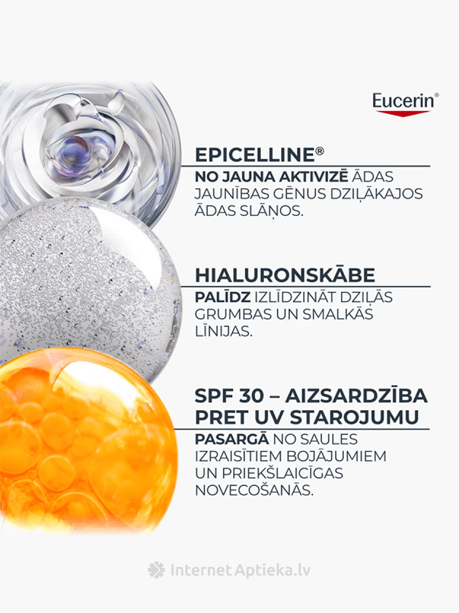 Eucerin Hyaluron-Filler + Longevity Epigenetic dienas krēms sejai ar SPF 30, Epicelline® un hialuronskābi, 50 ml | internetaptieka.lv