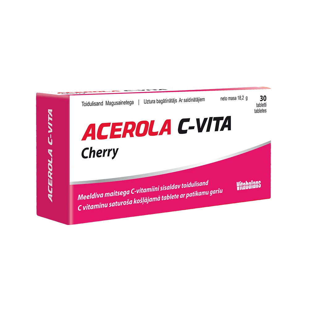 Acerola C-Vita Ķiršu, 30 tabletes