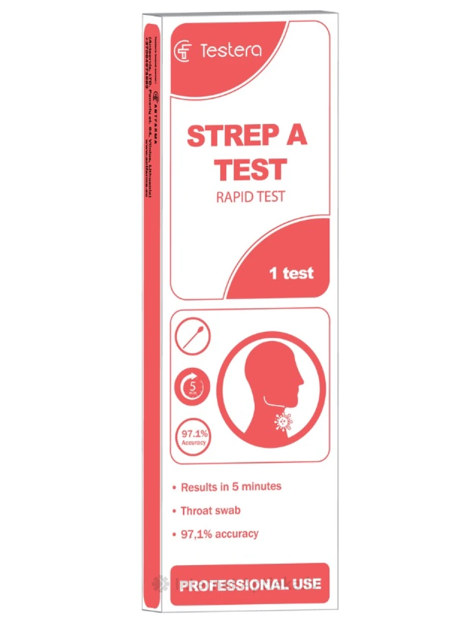 Testera Tests A streptokoka ātrai noteikšanai, 1 gb. | internetaptieka.lv