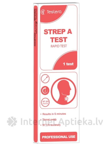 Testera Tests A streptokoka ātrai noteikšanai, 1 gb. | internetaptieka.lv