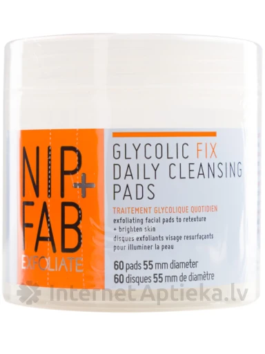 NIP+FAB Glycolic Fix näopuhastuspadjakesed, 60 tk. | internetaptieka.lv