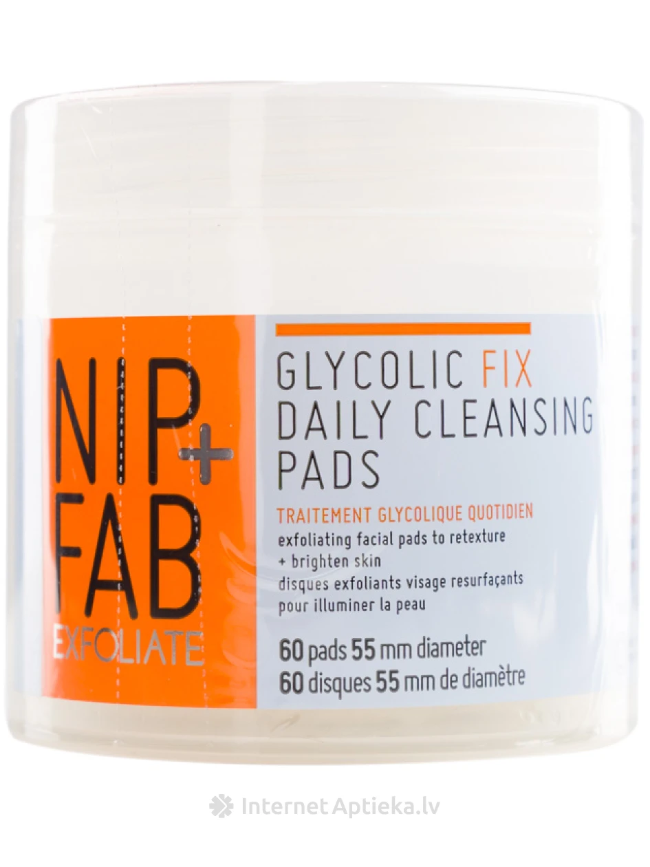 NIP+FAB Glycolic Fix attīrošās plāksnītes, 80 ml | internetaptieka.lv