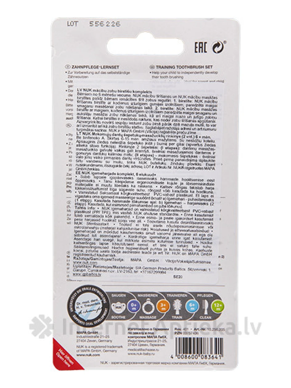 Nuk Zobu birstīšu komplekts/mācību no 6 mēn., 1 gb. | internetaptieka.lv