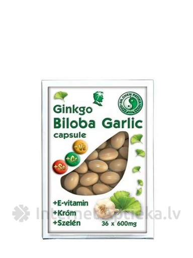 Ginkgo biloba ja küüslaugu kapslid, 40 tk. | internetaptieka.lv