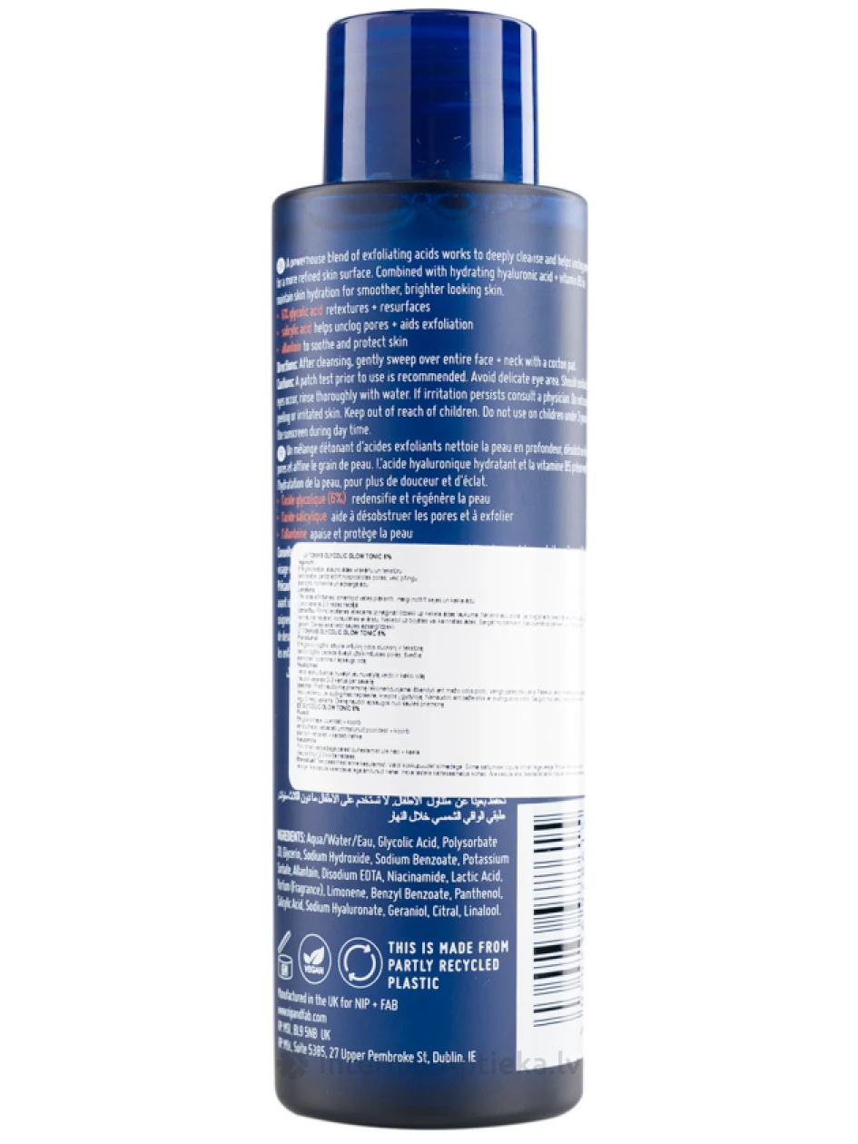 NIP+FAB Glycolic Glow Tonic 6% näonaha koorimisvedelik, 100 ml | internetaptieka.lv