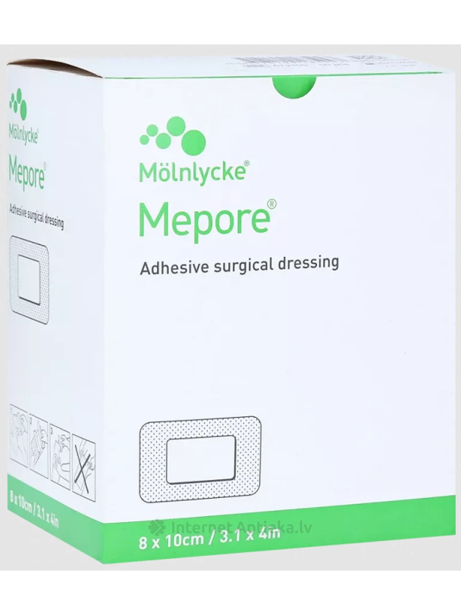 Mepore plāksteri sterili 8 x 10 cm, 50 gb. | internetaptieka.lv