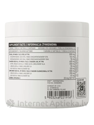 OstroVit Omega 3-6-9 в капсулах, 180 шт. | internetaptieka.lv