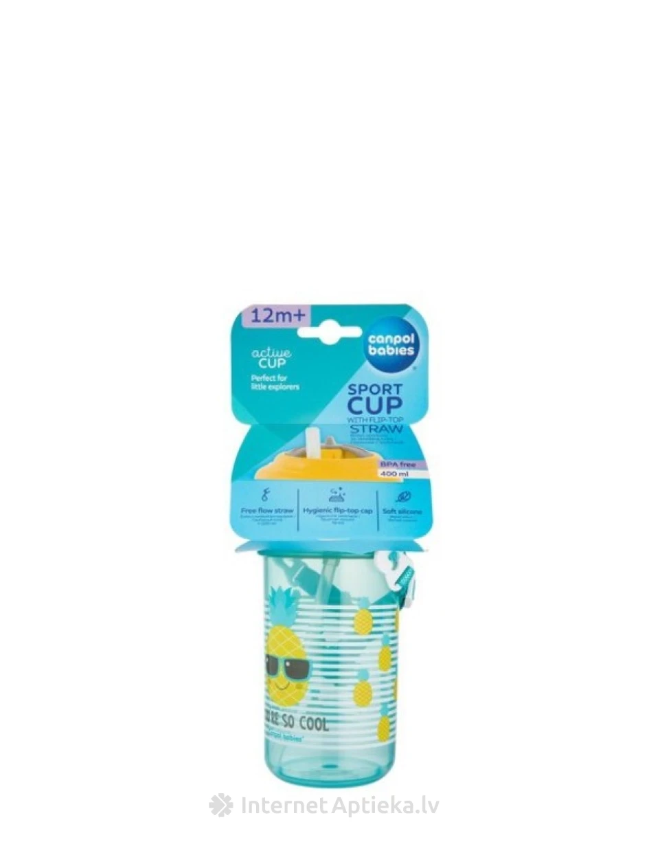 Canpol kollane spordipudel kõrrega 12m+, 400 ml | internetaptieka.lv